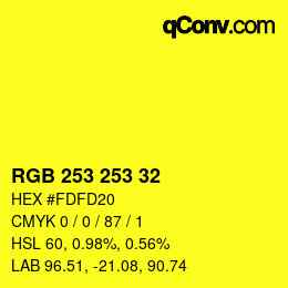 Color code: RGB 253 253 32 | qconv.com