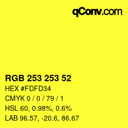 Color code: RGB 253 253 52 | qconv.com