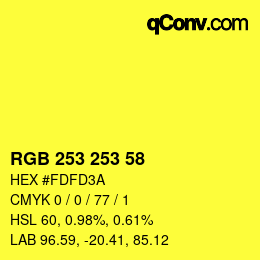 Color code: RGB 253 253 58 | qconv.com