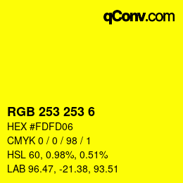 Color code: RGB 253 253 6 | qconv.com