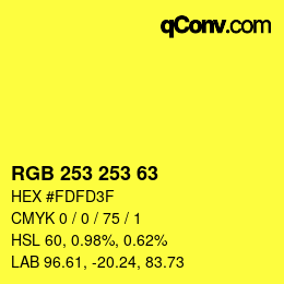 Color code: RGB 253 253 63 | qconv.com
