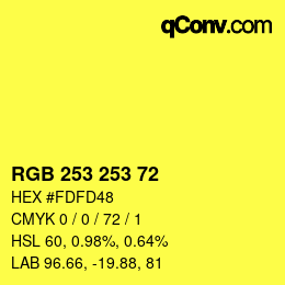 Color code: RGB 253 253 72 | qconv.com