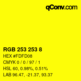 Color code: RGB 253 253 8 | qconv.com