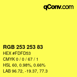 Color code: RGB 253 253 83 | qconv.com