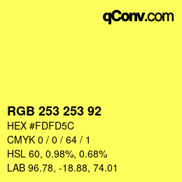 Color code: RGB 253 253 92 | qconv.com