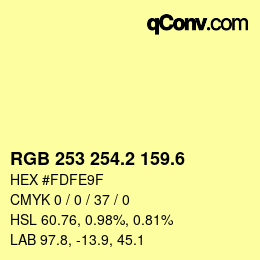 カラーコード: RGB 253 254.2 159.6 | qconv.com