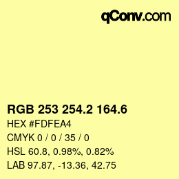 カラーコード: RGB 253 254.2 164.6 | qconv.com