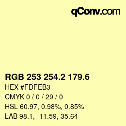 カラーコード: RGB 253 254.2 179.6 | qconv.com