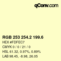 カラーコード: RGB 253 254.2 199.6 | qconv.com