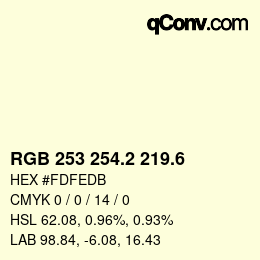 カラーコード: RGB 253 254.2 219.6 | qconv.com