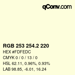 カラーコード: RGB 253 254.2 220 | qconv.com