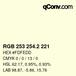 カラーコード: RGB 253 254.2 221 | qconv.com