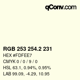 カラーコード: RGB 253 254.2 231 | qconv.com