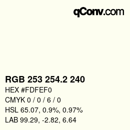 カラーコード: RGB 253 254.2 240 | qconv.com