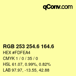 カラーコード: RGB 253 254.6 164.6 | qconv.com