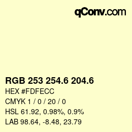 カラーコード: RGB 253 254.6 204.6 | qconv.com