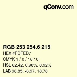 カラーコード: RGB 253 254.6 215 | qconv.com