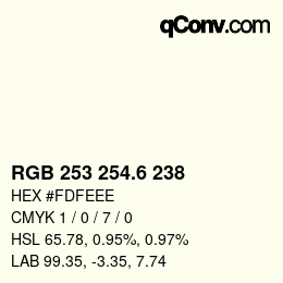 カラーコード: RGB 253 254.6 238 | qconv.com