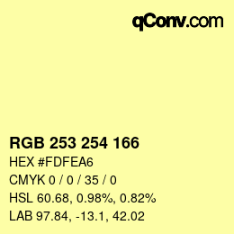 カラーコード: RGB 253 254 166 | qconv.com