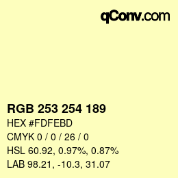 カラーコード: RGB 253 254 189 | qconv.com