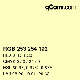 Color code: RGB 253 254 192 | qconv.com
