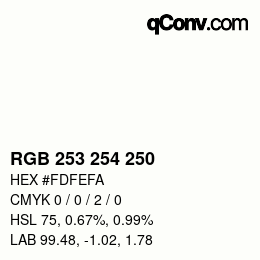 カラーコード: RGB 253 254 250 | qconv.com