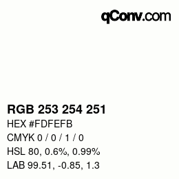 Color code: RGB 253 254 251 | qconv.com