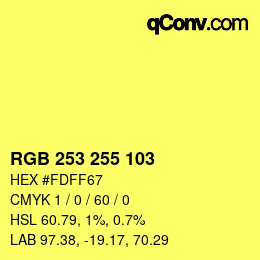Color code: RGB 253 255 103 | qconv.com