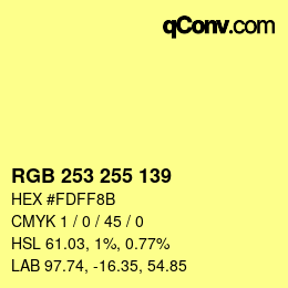 カラーコード: RGB 253 255 139 | qconv.com