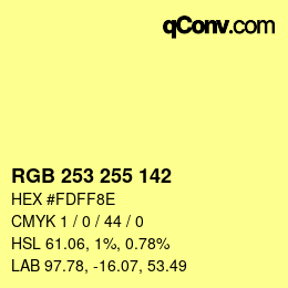Color code: RGB 253 255 142 | qconv.com