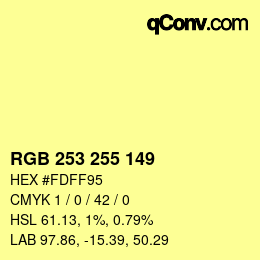 Color code: RGB 253 255 149 | qconv.com