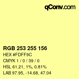 Color code: RGB 253 255 156 | qconv.com