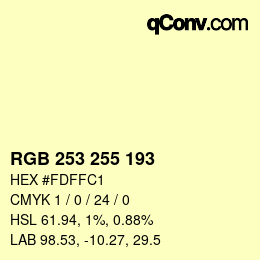 Color code: RGB 253 255 193 | qconv.com