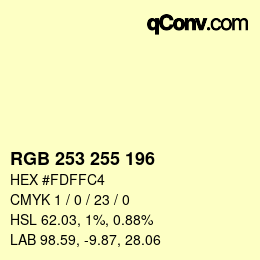 Color code: RGB 253 255 196 | qconv.com