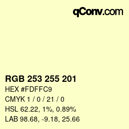 Color code: RGB 253 255 201 | qconv.com