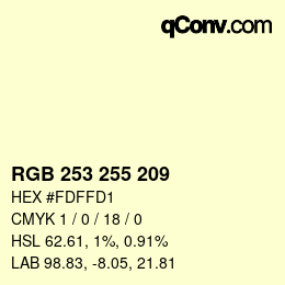 Color code: RGB 253 255 209 | qconv.com