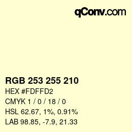 Color code: RGB 253 255 210 | qconv.com