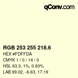 カラーコード: RGB 253 255 218.6 | qconv.com