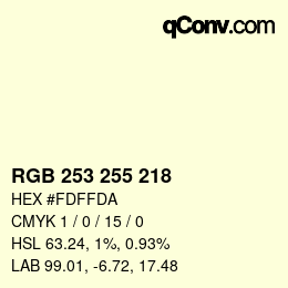 Color code: RGB 253 255 218 | qconv.com