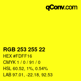 Color code: RGB 253 255 22 | qconv.com