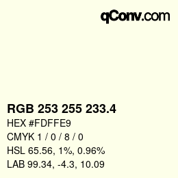 カラーコード: RGB 253 255 233.4 | qconv.com
