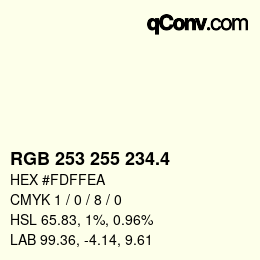 カラーコード: RGB 253 255 234.4 | qconv.com