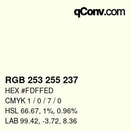 Color code: RGB 253 255 237 | qconv.com