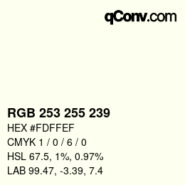 カラーコード: RGB 253 255 239 | qconv.com