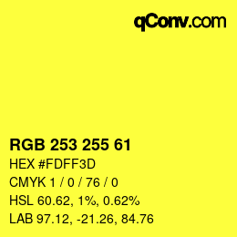 Color code: RGB 253 255 61 | qconv.com