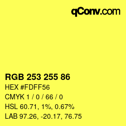 Color code: RGB 253 255 86 | qconv.com