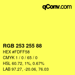 Color code: RGB 253 255 88 | qconv.com