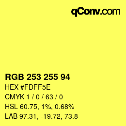 Color code: RGB 253 255 94 | qconv.com