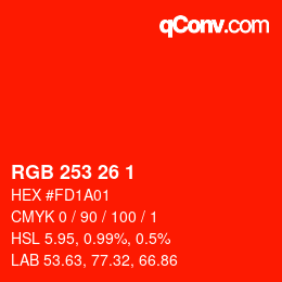 Color code: RGB 253 26 1 | qconv.com