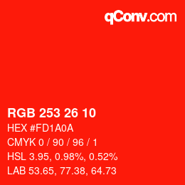 Color code: RGB 253 26 10 | qconv.com